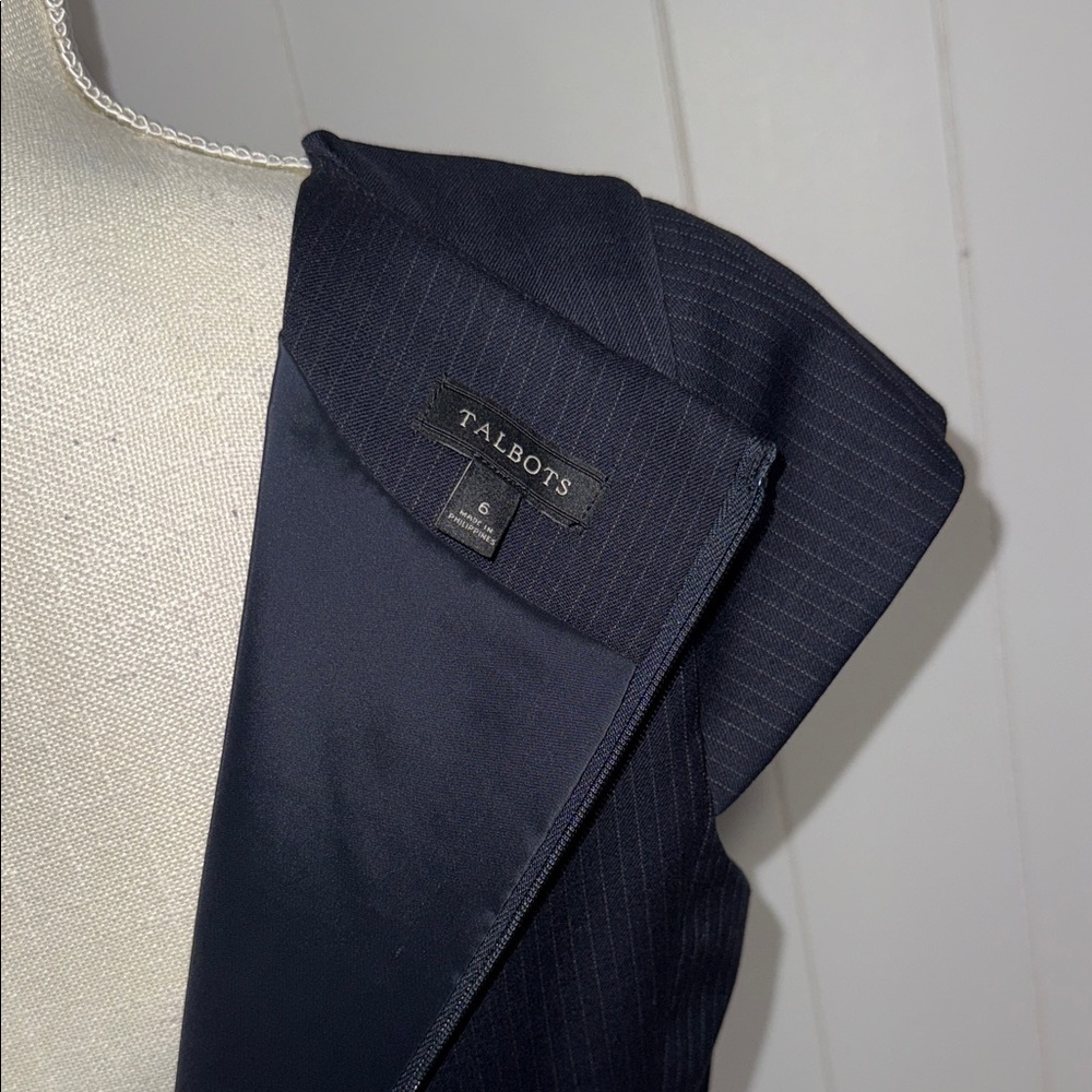 Talbots Navy V-Neck Midi Dress - Picture 6 of 7
